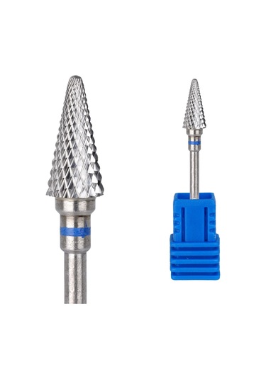 Manikür Çıkarma Çelik Törpü Ucu Mızrak Koni Mavi 002