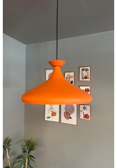 Champion Turuncu Tabak Başlık Tekli Avize Sarkıt Salon Mutfak Butik Lamba Aydınlatma Avizeler Turuncu