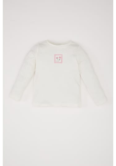 DeFacto Kız Bebek 2'li Takım Çiçekli Uzun Kollu Krinkıl Kumaş Tişört Salopet Tulum D9094A525SPPN262 Pembe