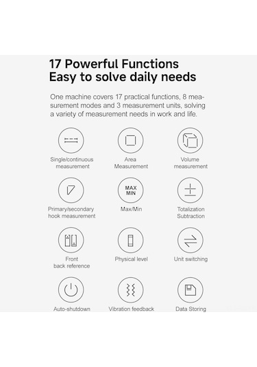 Reedark 60m Lazer Mesafe Ölçer, 2mm Hassasiyetli, 2.0" Işıklandırmalı Ekran, Abs Gövde, İnfrared Ölçüm Aleti Siyah