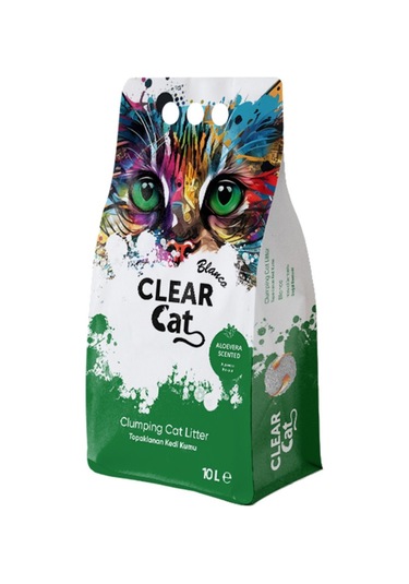 Clear Cat Blanco Aloe Vera Kokulu Topaklaşan Bentonit Kedi Kumu 10 L