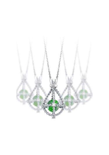Pırlanta Lilarote Zümrüt Taşlı Gümüş  Kolye