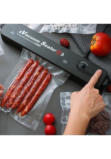 Novahub Ev Siyah Gıda Vakum Mühürleyen, 220v / 110v Vakum Mühürleyen Paketleme Makinesi Eu Plug - 60pcs Bags