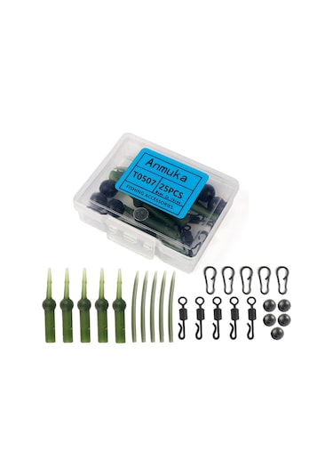 Konesam 25 Adet Sahte Balık Tüpü, Güvenlik Çivi, Boncuk, Döndürücü Ve Yumuşak Tüp Seti - Sahte Balık Rigleri İçin Gerekli Oltı Aksesuarları