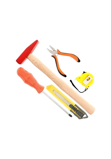 Tornavida,çekiç,mini Pense,maket Bıçağı,şerit Metre 5 Parça Alet Seti