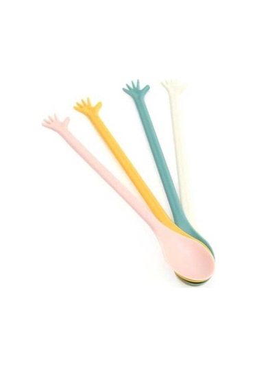 Fastbuy 4 Adet Uzun Kaşık, Renkli, Isıya Dayanıklı, Avrupa Tarzı Tatlı Kaşığı, Milkshake Kaşığı, Mutfak Aksesuarı