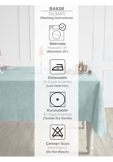 Daily Series Kadife Dokulu Sis Mavisi Renk Masa Örtüsü Sis Mavisi