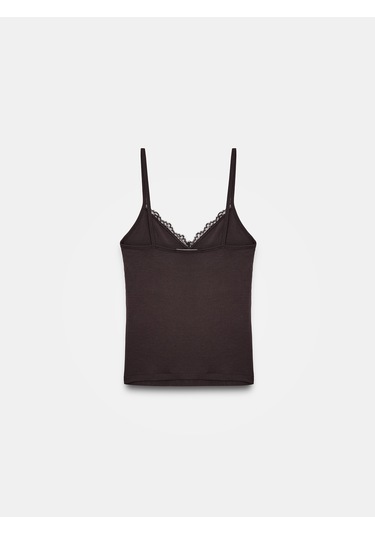 Dilvin 21191 Dantelli Top-koyu Kahve