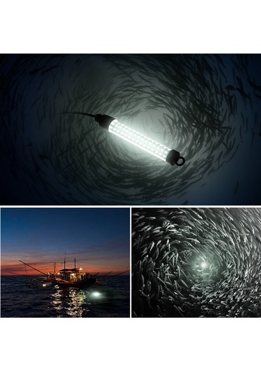 Wezone "12-24v 10w 120 Led Su Dalış Balık Avı Lambası, 6m Kablo İle 360 Aydınlatma" Beyaz