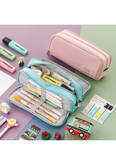 Aubyhe Genç Kızlar İçin Çok Fonksiyonlu Stüdyo Çantası - Büyük Kapasiteli, İki Pencereli, Dayanıklı Materyal, Buz Mavisi 389 MAvi