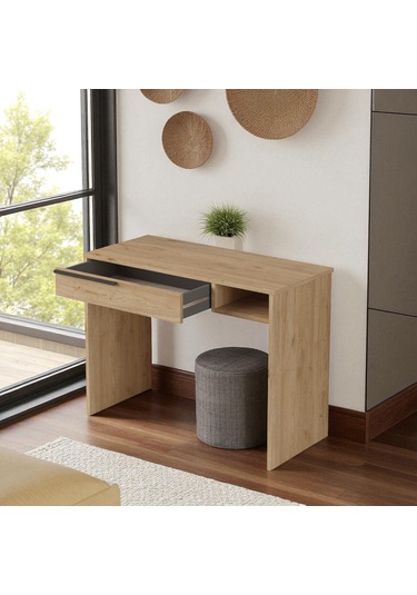 Robin Home Makyaj Masası Aynasız Çekmeceli Sepet Kahverengi