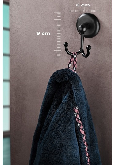 Yapışkanlı Bornoz Havlu Askılğı Çatallı Askılık Siyah S-112