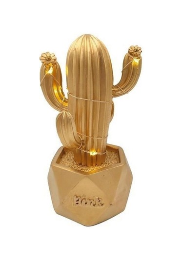 Led Işıklı Sevimli Kaktüs Dekoratif Masa Lambası Mini Biblo Gece Lambası-gold Beyaz