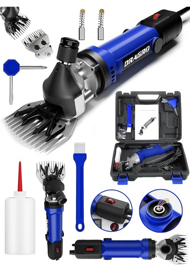 Dragro Alman Drg-4200w Devir Ayarli Bakir Sargili Çelik Şanzuman Koyun Keçi Kirkma Makinesi -mavi