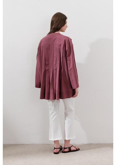 Nervürlü Geniş Kollu Tunik Gülkurusu Gülkurusu