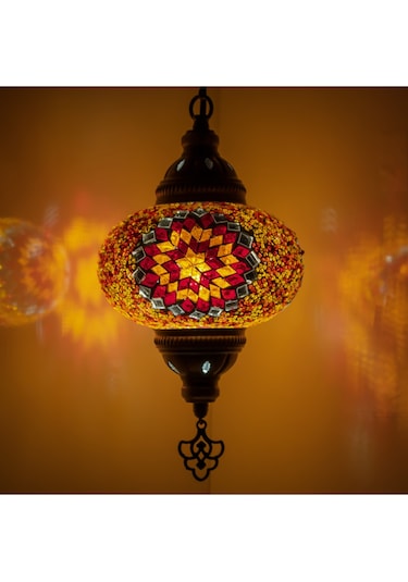 Mozaik Lamba Sarkıt Avize Renkli Desenli Lamba Renkli