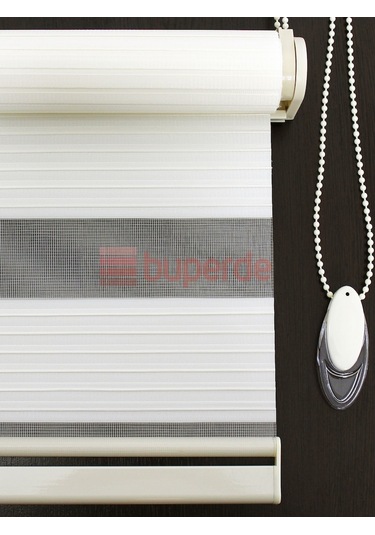 Buperde Ekru (Açık Krem) Dar Pilise Pliseli Zebra Stor Perde