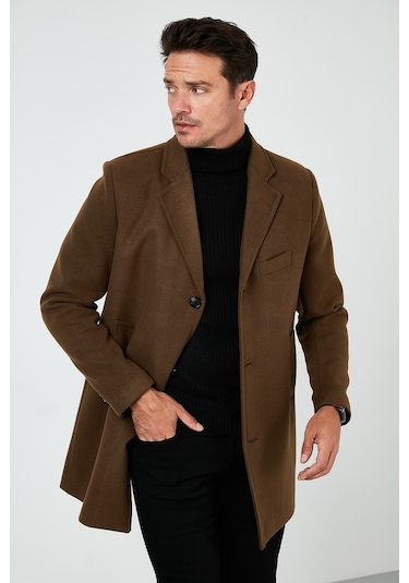 Buratti Slim Fit Tek Yırtmaçlı Düğmeli Mono Yaka Kaşe Erkek Kaban 5840098 Taba Buratti Slim Fit Tek Yırtmaçlı Düğmeli Mono Yaka Kaşe Erkek Kaban 5840098 Taba