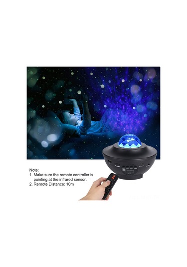 Monyee Led Yıldız Projeksiyon Lambası, Bluetooth Hoparlör, Ses Kontrol, Ac110-220v, Kumanda Pil Yok Siyah