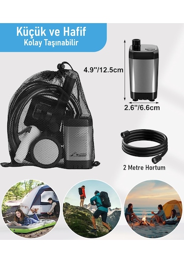 Valkyrie Akıllı Led Ekranlı Taşınabilir Duş & Su Pompası Kamp Bahçe Ve Seyahat İçin Şarjlı Kolay Kurulum