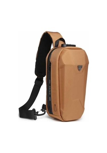 Createtech Omuz Çantası Erkek, Oxford Kumaş, Kahverengi, Hırsızlık Önleyici Bağlantılı Askı - Kj Kahverengi