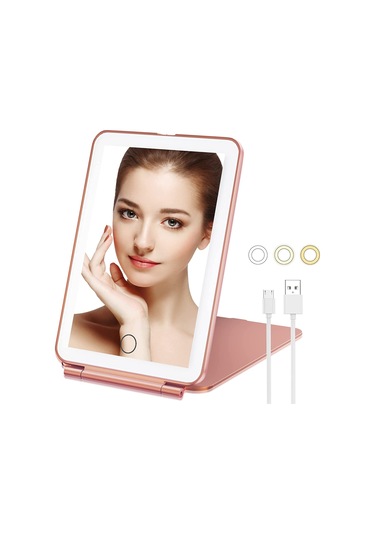 Vkemall Makyaj Aynası, 80 Led Işıklı Tuvalet Aynası, Kompakt Led Ayna, 3 Renkli Işıklı T