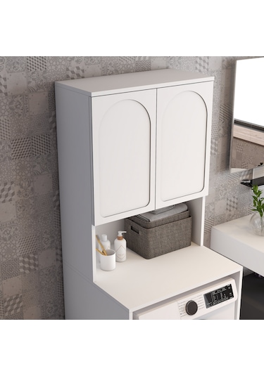 Lyon Çamaşır Makinesi Dolabı V102 - Beyaz Beyaz