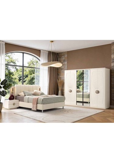 Darius Tamamı Mdf 6 Membranlı Kapaklı Reflekte Camlı Gardırop Dolap Beyaz