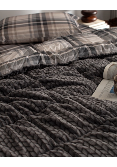 Madame Coco Beth Tek Kişilik Wellsoft Comforter Set - Antrasit Gri