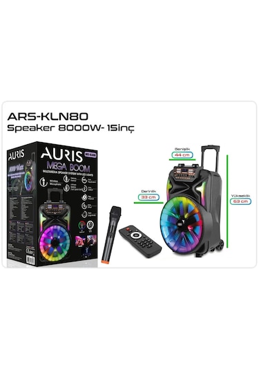 Ars-kln80 8000w Dev Boy Profesyonel Bluetooth Parti Hoparlör - Rgb Işıklı Kablosuz Mikrofon Ve Kumanda