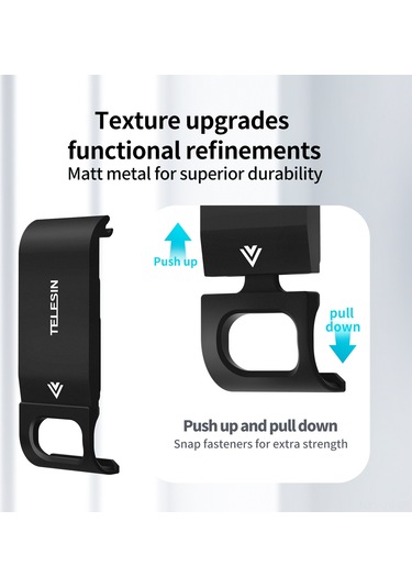 Jeemson Telesın Alüminyum Gopro Hero 9 Uyumlu Şarj Edilebilir Yan Kapak Model Gp-clc-902