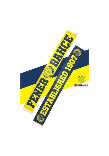 Fenerbahçe Lisanslı Established 1907 Fb Şal Atkı Kupa Ve Bileklik Set Hediyelik Kutulu Sarı - Lacivert