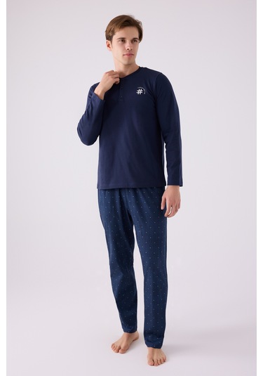 Arnetta 3147 Uzun Kol Erkek Pijama Takımı Lacivert
