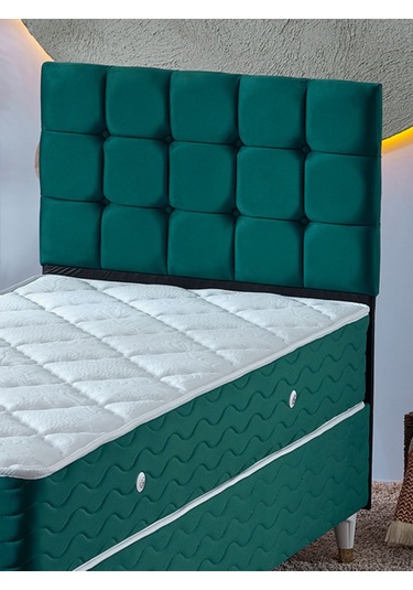 Beehanem Bengü Tek Kişilik 3lü Set Yatak+baza+başlık Yeşil 120 X 200