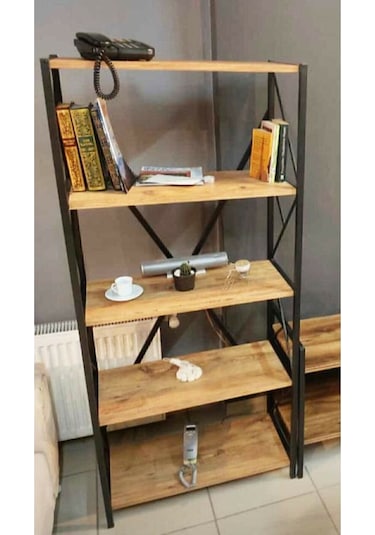 Mobigoom Dekoratif 5 Rafli Kitaplik Çam Çam