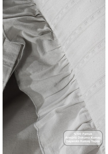 Elart Romantic Nevresim Takımı Çift Kişilik Lastikli Çarşaf 200x220 Cm Gri Gri