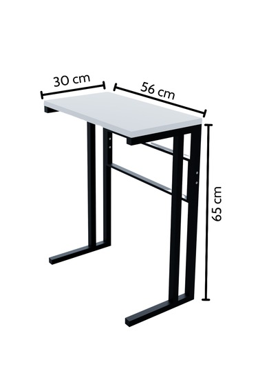Steel Design Metal Ayaklı Yan Sehpa Laptop Çalışma Masası Sehpa Ceviz
