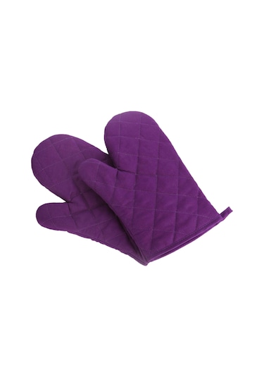 Mor Su Tek Mutfak Pişirme Mikrodalga Fırın Eldiveni Eldiveni Tencere Pedi Isıya Dayanıklı Korumalı
