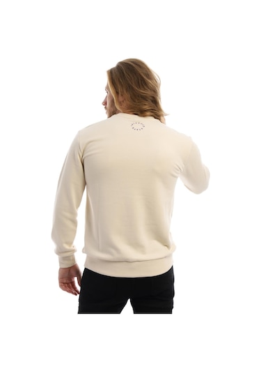 Erkek Polo State Baskılı Bisiklet Yaka Sweat Ekru