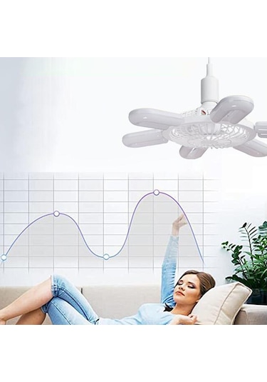 Suntek E27 Soket Fan Işık Küçük Tavan Vantilatörü Beyaz
