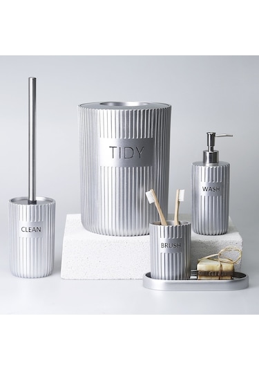 Grooved Banyo Seti   Gümüş