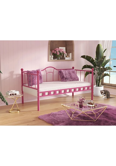 Etrak Sedir Metal Karyola - 90 X 190 Cm - Pembe