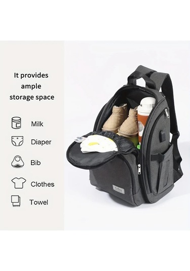Wangxi Koyu Gri Yuksek Kaliteli Malzeme Cift Omuzlu Buyuk Kapasiteli Cok Fonksiyonlu Anne Cantasi Bebek Bezi Cantasi Koyu Gri