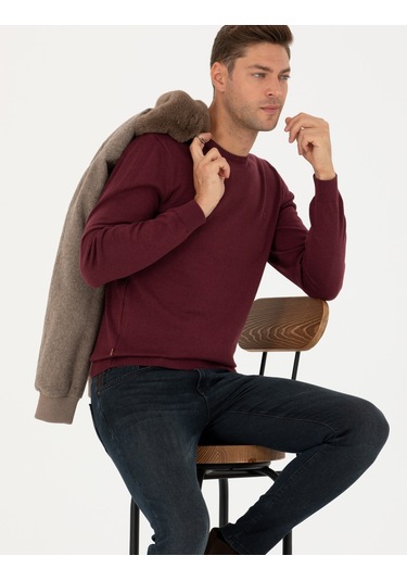 Pierre Cardin Erkek Bordo Triko Kazak 50270179-vr014 Bordo