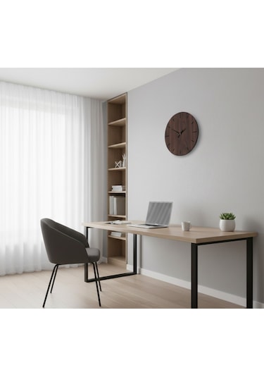 Stil Modern Duvar Saati 45 Cm Siyah-ceviz Siyah Ceviz