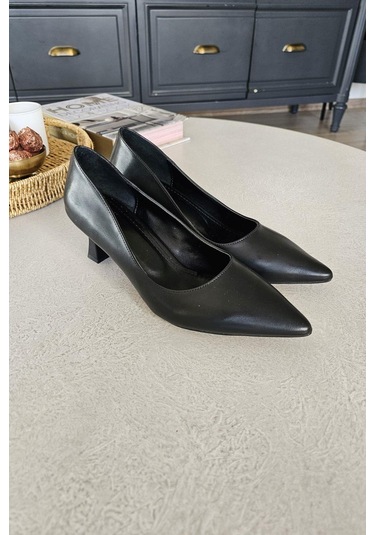 Ops 10 1899 Topukla Kadın Kadeh Topuklu Stiletto Siyah Deri