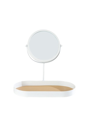 Homyl Tepsili Masa Üstü Makyaj Aynası Ayrılabilir Beyaz Beyaz