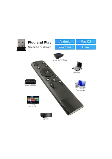 Xindoker Q5 Sesli 2.4g Uzaktan Kumanda, Jiroskop Sensörlü, Tv Kutusu/bilgisayar/internet Kutusu Uyumlu Pilsiz