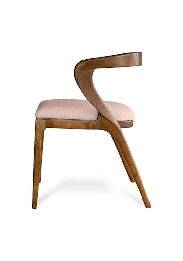 Akrep Krem Kumaş Ceviz Ahşap Sandalye