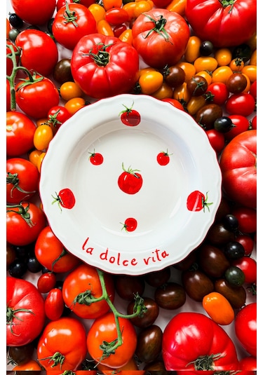 Rakle x Bengi Kurtcebe Pomodoro Stoneware 4'lü Yemek Tabağı Seti 23 cm